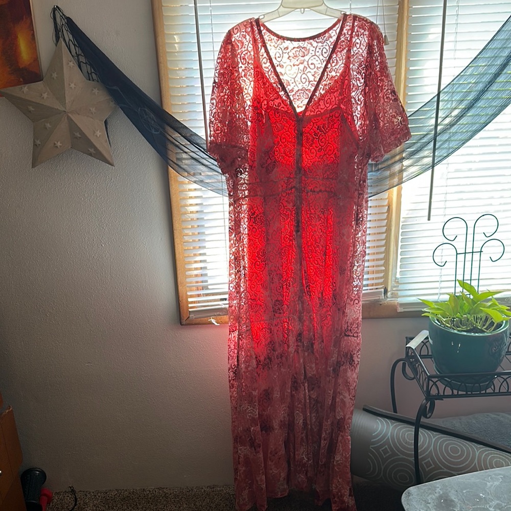 Long Length Peach colored dress. Wore to a wedding once! Super Cute!
